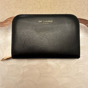 Saint Laurent Black Leather Card Holder